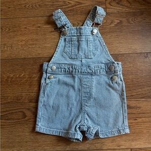 Mebie Baby Blue Pinstripe Shortalls 6-12M NWOT